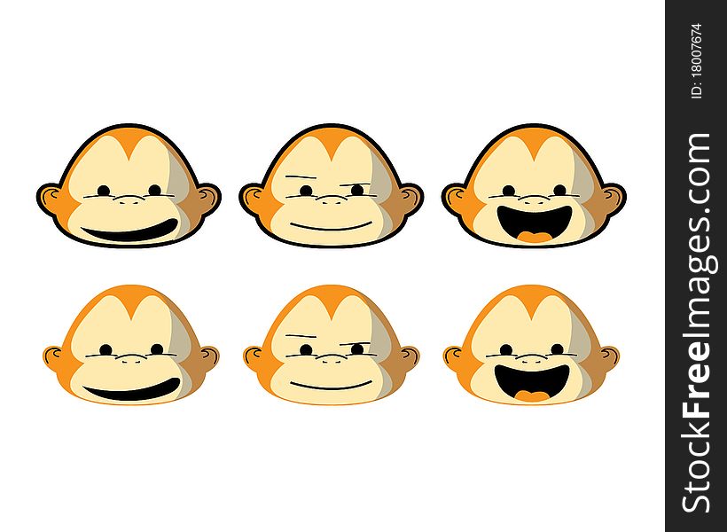 Monkeys face in various emotions and styles. Monkeys face in various emotions and styles.