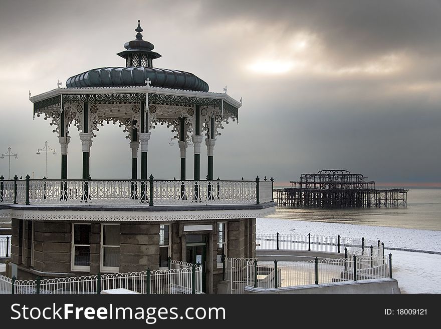 Bandstand and West Pier on a crisp winter's day. Bandstand and West Pier on a crisp winter's day