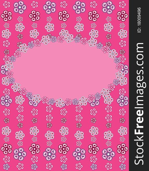 Greeting card with flowers on pink background. Greeting card with flowers on pink background