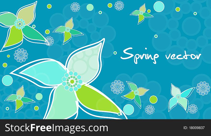 Blue abstract  background with flowers and batterfly. Blue abstract  background with flowers and batterfly