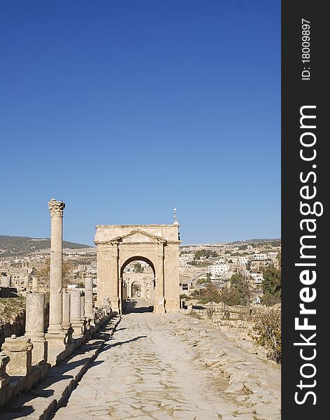 Road that leads to the North Gate in Jerash, Jordan