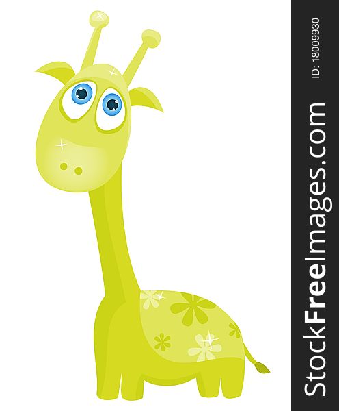 Vector illustration: cute green giraffe