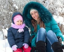 Mother And Kid Having Fun Outdoors On Winter Day Royalty Free Stock Image Mother And Kid Having Fun Outdoors On Winter Day Royalty Free Stock Image