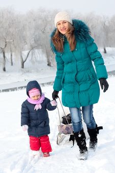 Mother And Kid Having Fun Outdoors On Winter Day Royalty Free Stock Photo Mother And Kid Having Fun Outdoors On Winter Day Royalty Free Stock Photo