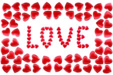 Word Love In A Framework From Red Hearts Stock Photos Word Love In A Framework From Red Hearts Stock Photos