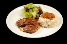 Steak Meal With Rice And Salad Stock Photos Steak Meal With Rice And Salad Stock Photos