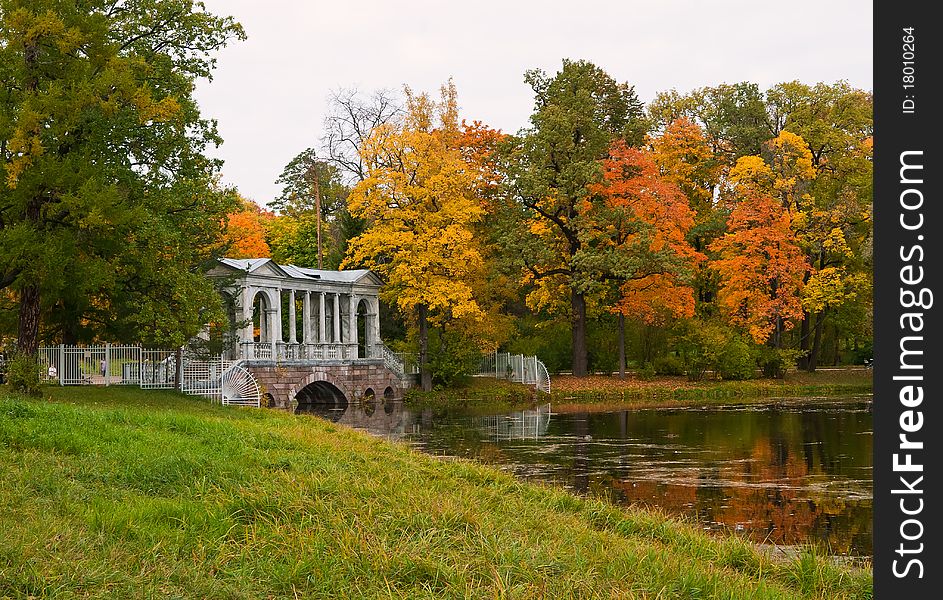 Pedestrian Bridge Over Pond