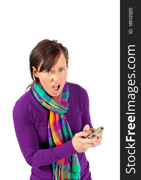 Woman Frustrated By Phone