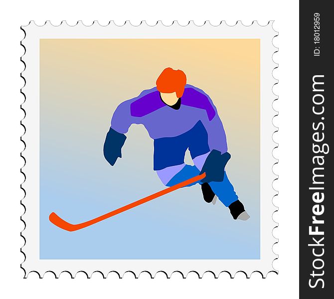 Hockey. Vector Stamp