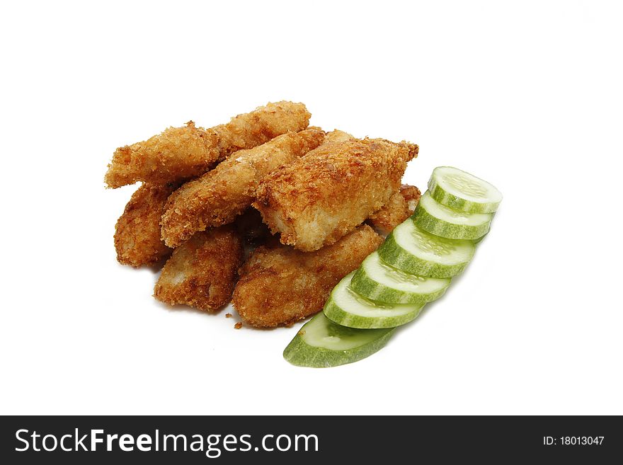 Fried fish with cucumber for dinner