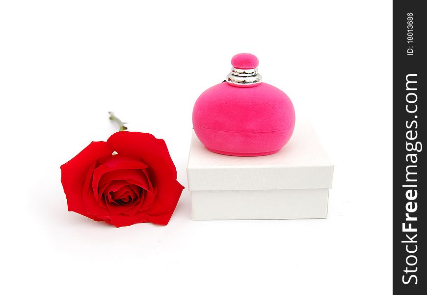 Colorful gift boxes red rose