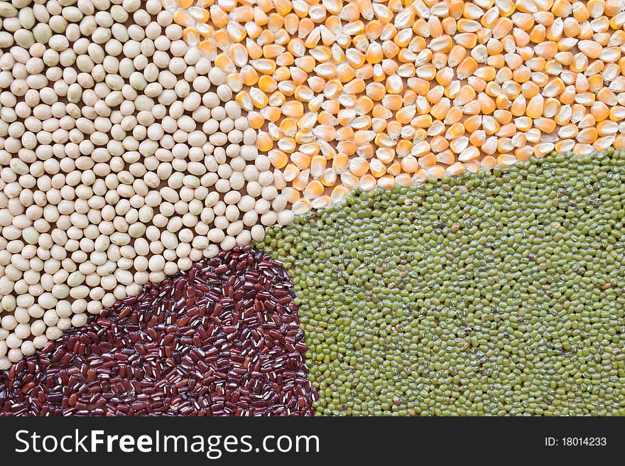 Beans and corn make a colorful background. Beans and corn make a colorful background.