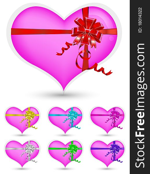 Heart with color ribbon on white