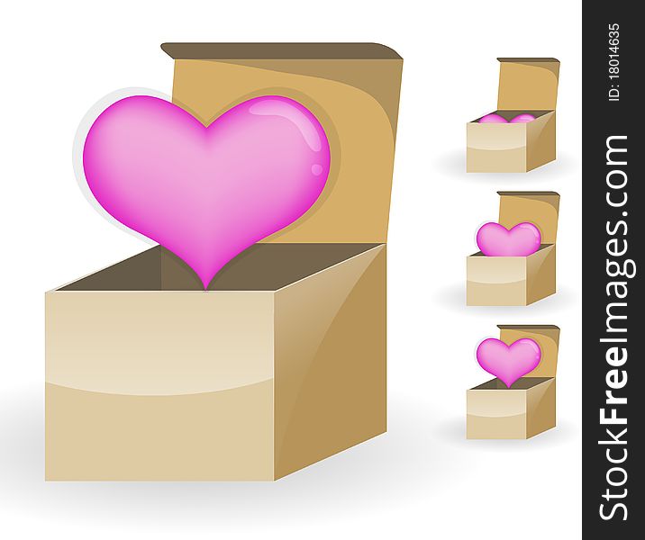 Pink heart in the box