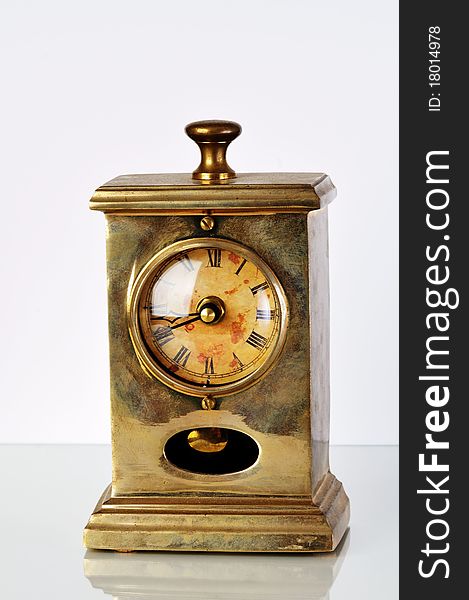 Isolated image of antique clock on white