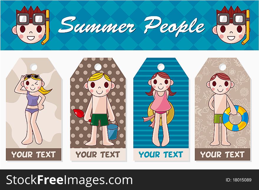 Summer people card, drawing