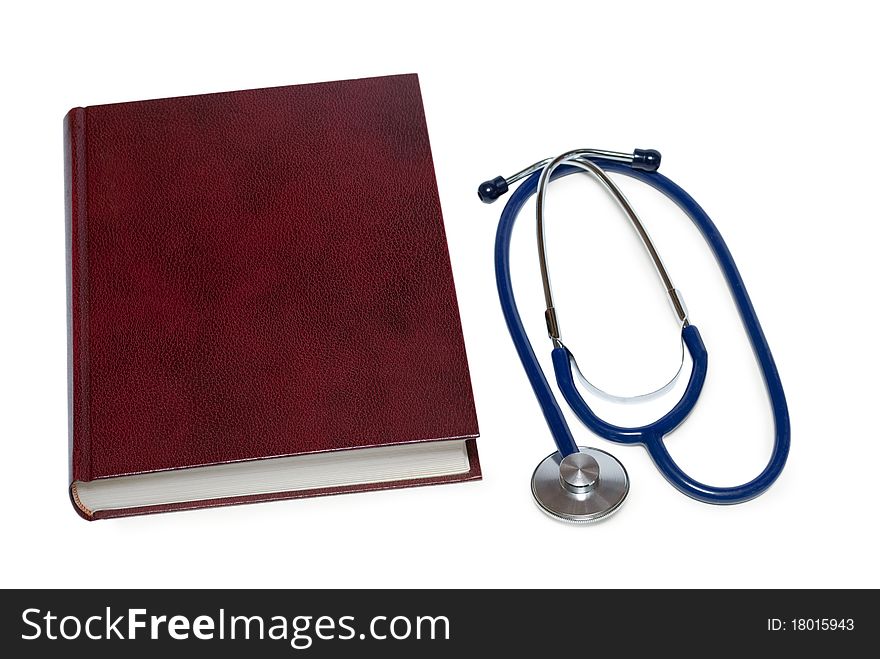 Stethoscope and a book on a white background. Stethoscope and a book on a white background.