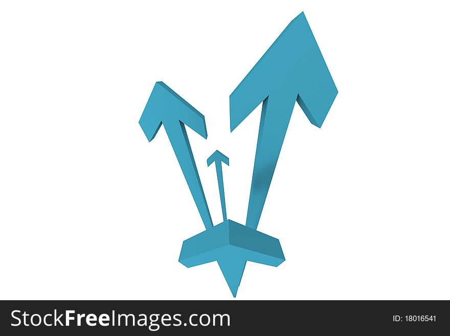 3D rendering of abstract arrows symbolizing business effort and development. 3D rendering of abstract arrows symbolizing business effort and development