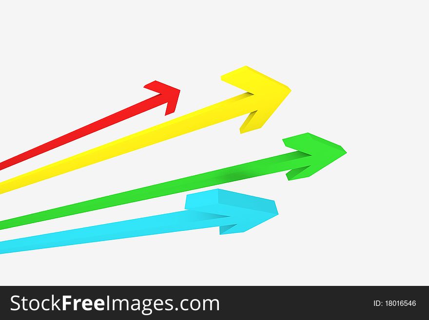 3D rendering of abstract arrows symbolizing business effort and development. 3D rendering of abstract arrows symbolizing business effort and development