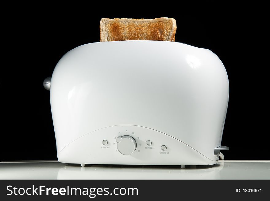 White toaster with two toasts