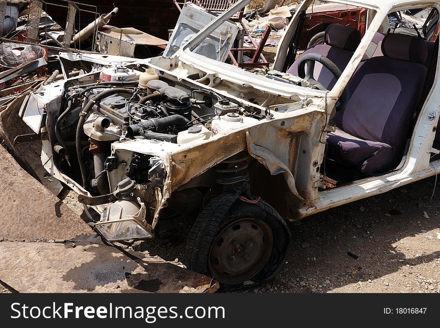 View of a front car after an accident. View of a front car after an accident