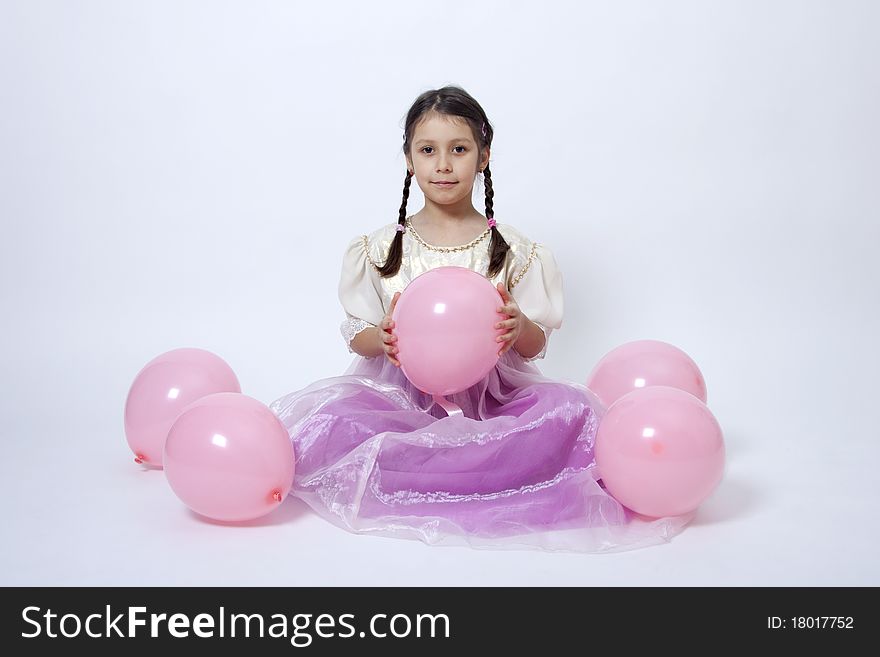 Little Princess With Pink Balloons