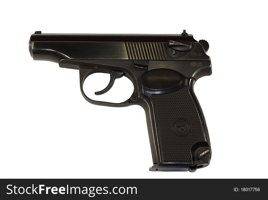 Russian 9mm pistol Makarov isolated on white. Russian 9mm pistol Makarov isolated on white