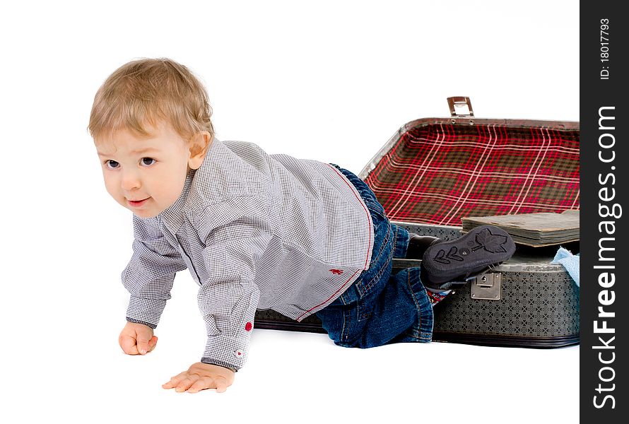 The Little Boy Gets Out Of A Suitcase