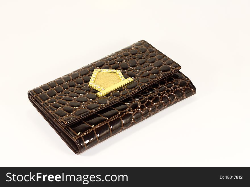 Woman's Wallet from crocodile leather isolated over white