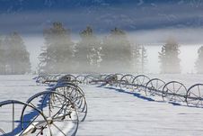 Fog Layers And Irrigation Pipes Royalty Free Stock Photography Fog Layers And Irrigation Pipes Royalty Free Stock Photography