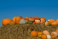 Pumpkins On Bales Of Straw (hay) Stock Image Pumpkins On Bales Of Straw (hay) Stock Image
