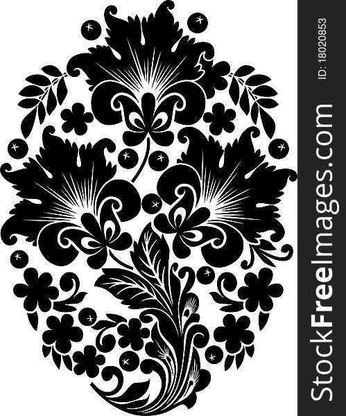 Illustration of abstract floral composition such hohloma  painting. clip art optimized for  cutting on plotter. stencil for decor. Illustration of abstract floral composition such hohloma  painting. clip art optimized for  cutting on plotter. stencil for decor
