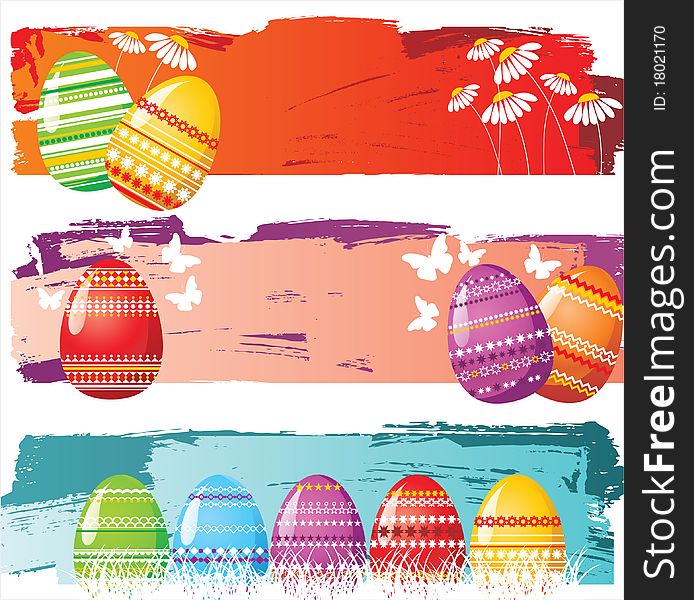 Horizontal Easter benners over hand drawn backgrounds. Horizontal Easter benners over hand drawn backgrounds