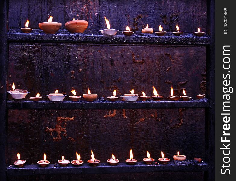 The Indian traditional diyas collection.