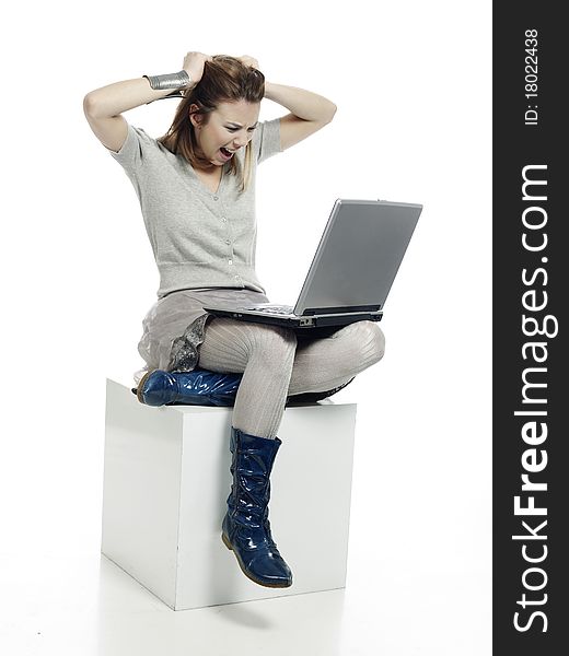 Girl with laptop computer