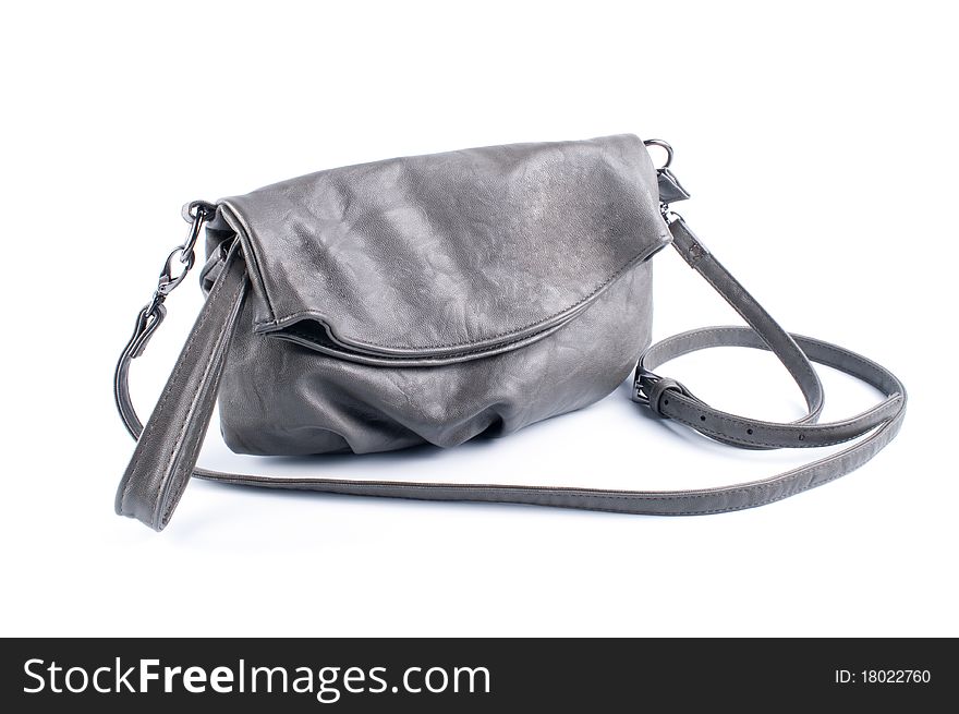 Natural leather handbag isolated on white background