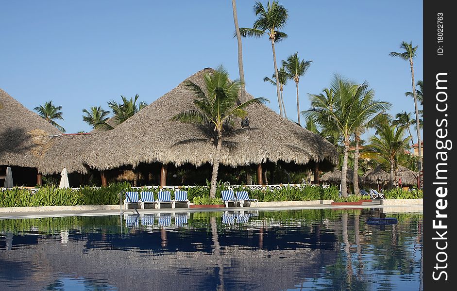 Beautiful tropical swimming pool at bavaro beach