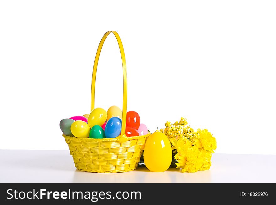 A Basket of plastic Easter Eggs