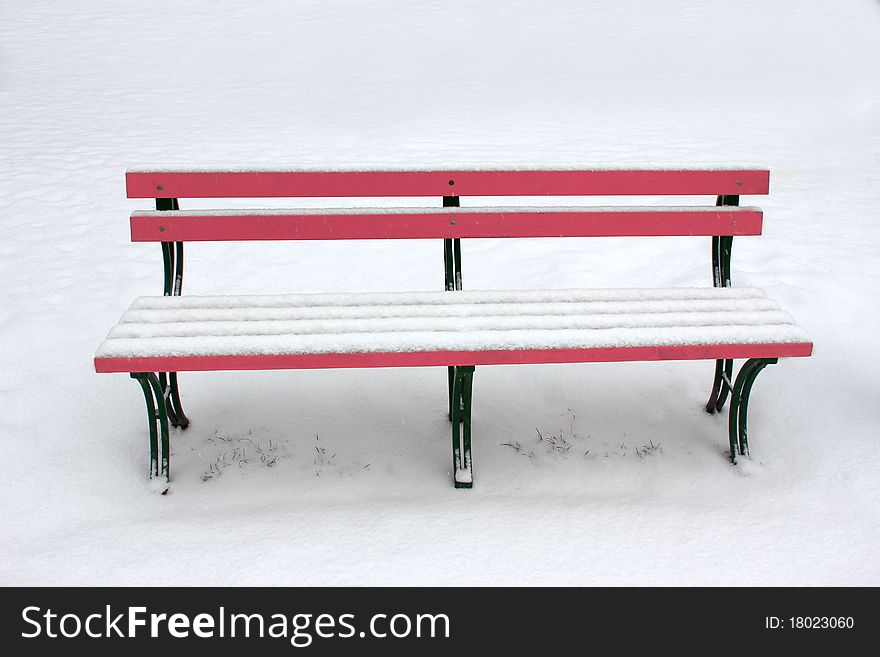 Bench in the snow
