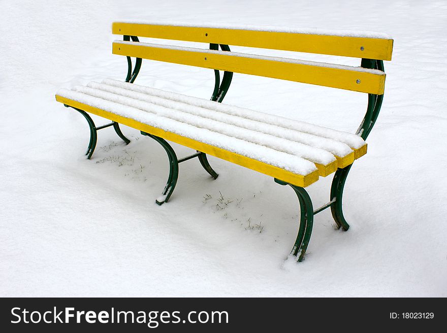 Bench in the snow