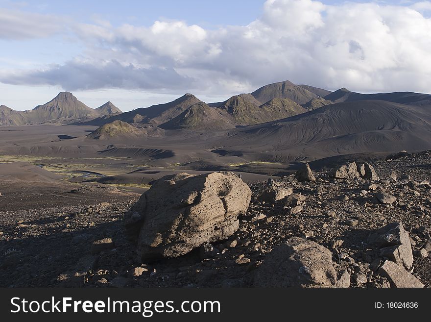 Central Iceland sand and mountains