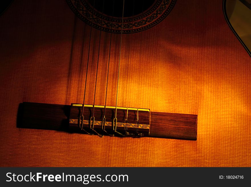 Old concert guitar with nylon strings