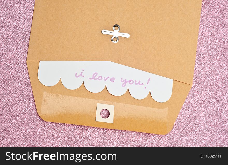 I Love You Concept with Handwritten Note in an Envelope.
