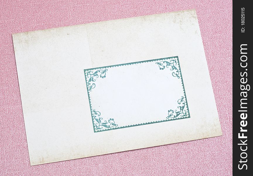 Ornate Old Envelope on a Pink Background.