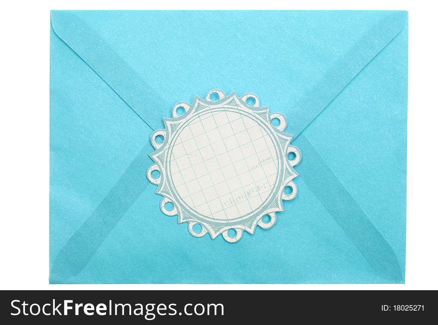 Envelope with Ornate Label Isolated on White with a Clipping Path.