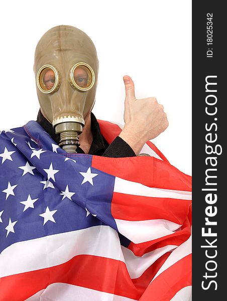 Man in mask with usa flag