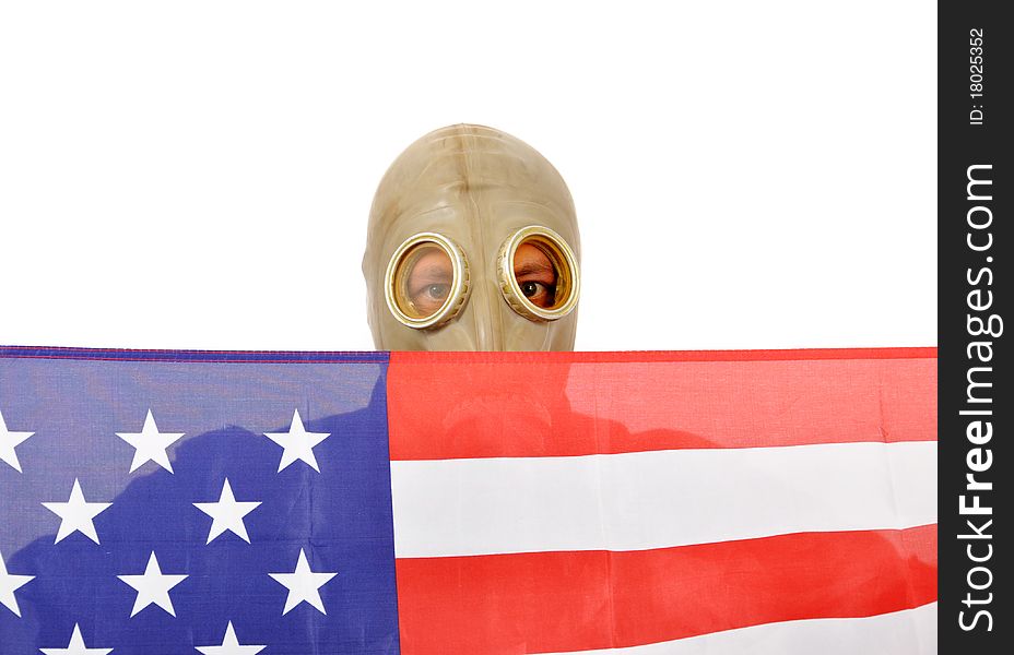 Man in mask with usa flag