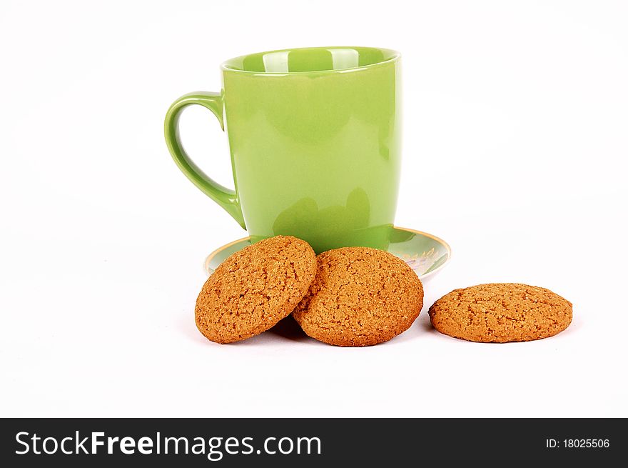 Cups for tea on a white background