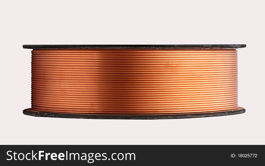 Copper Roll Tube Isolated on a white background with cliping path