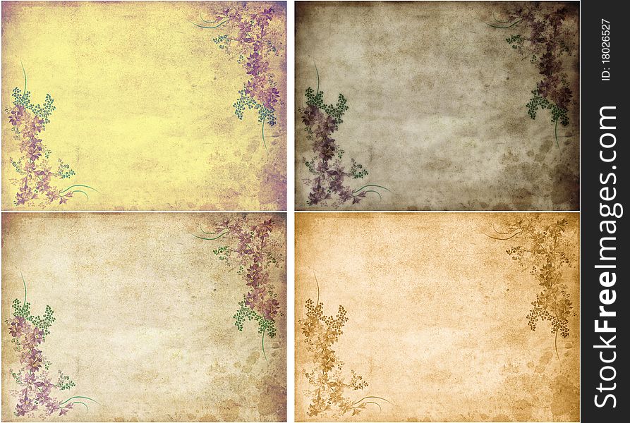 Four different color old vintage paper. Four different color old vintage paper.